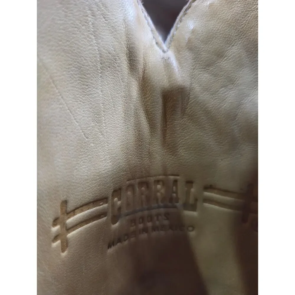 Corral Women's Cordovan Studded Overlay Cowgirl Boot Snip Toe, Sz 6.5 (fits a 7)
